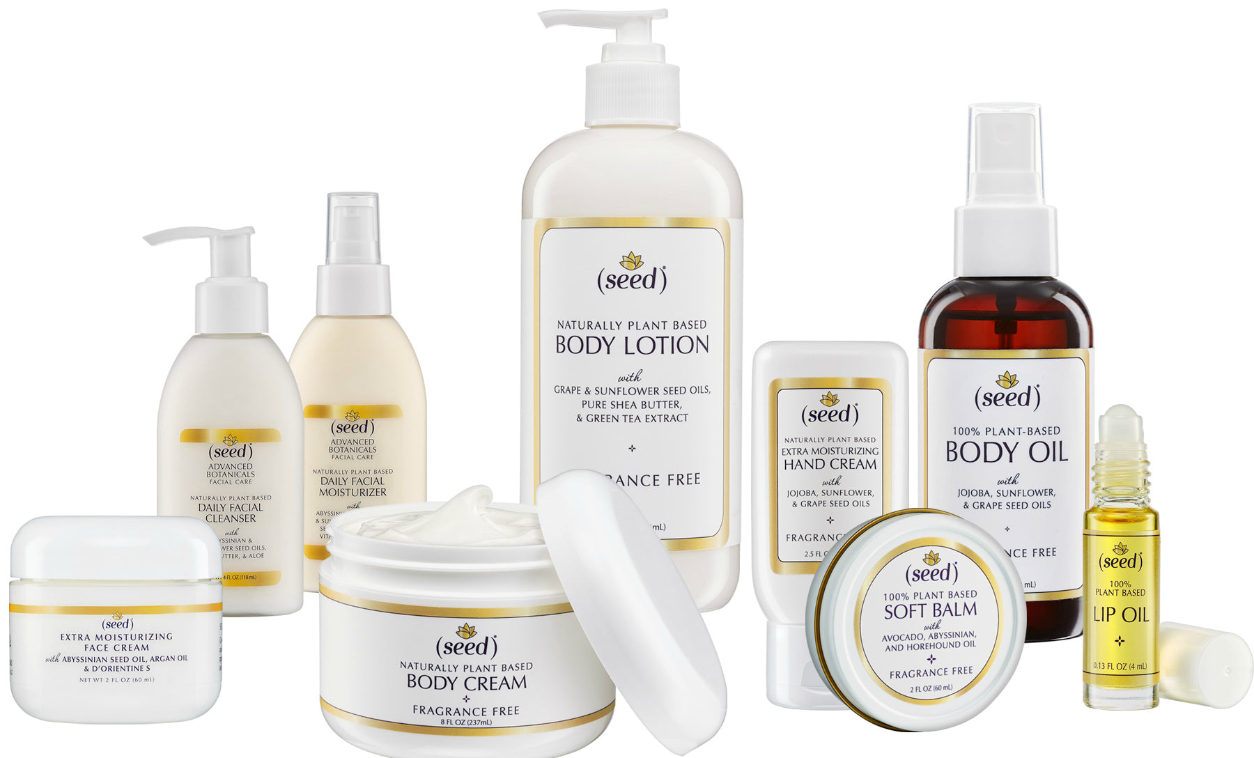 Seed Advanced Botanicals Face and Body Care in Fragrance Free